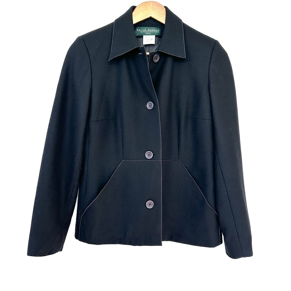 Harve Benard fitted jacket, button front, in a wool & viscose  blend, lined